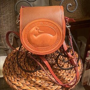 Dooney & Bourke Vintage Remake Big Duck Tan on Light Brown Leather Crossbody Bag